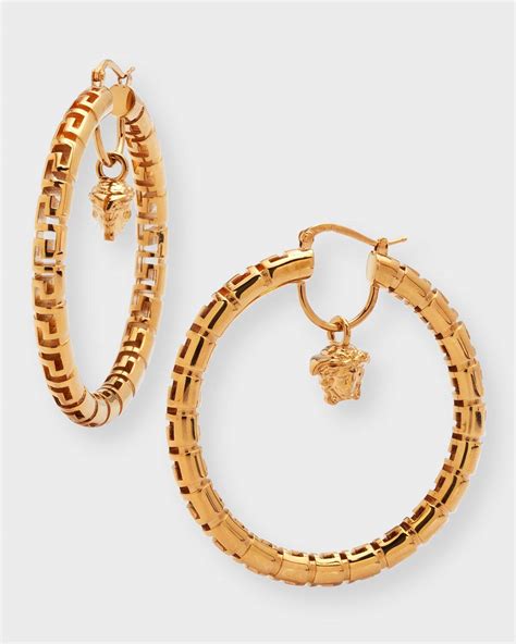 versace greca small hoop earrings|versace medusa stud earrings.